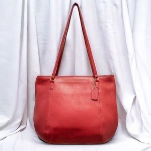 Vintage COACH Red Leather Cowhide Framed Shoulder Bag